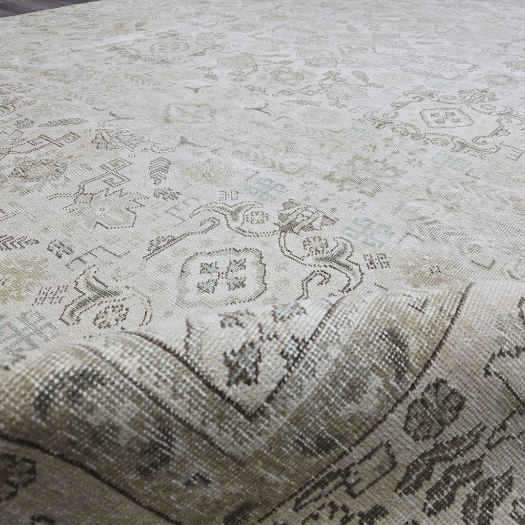 9x12 Vintage Handwoven Neutral Beige Large Area Rug – 9.40x12.65 ft Turkish Bohemian Carpet