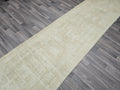 Neutral Oushak Runner Rug: 3x13 Vintage Turkish Hallway Rug