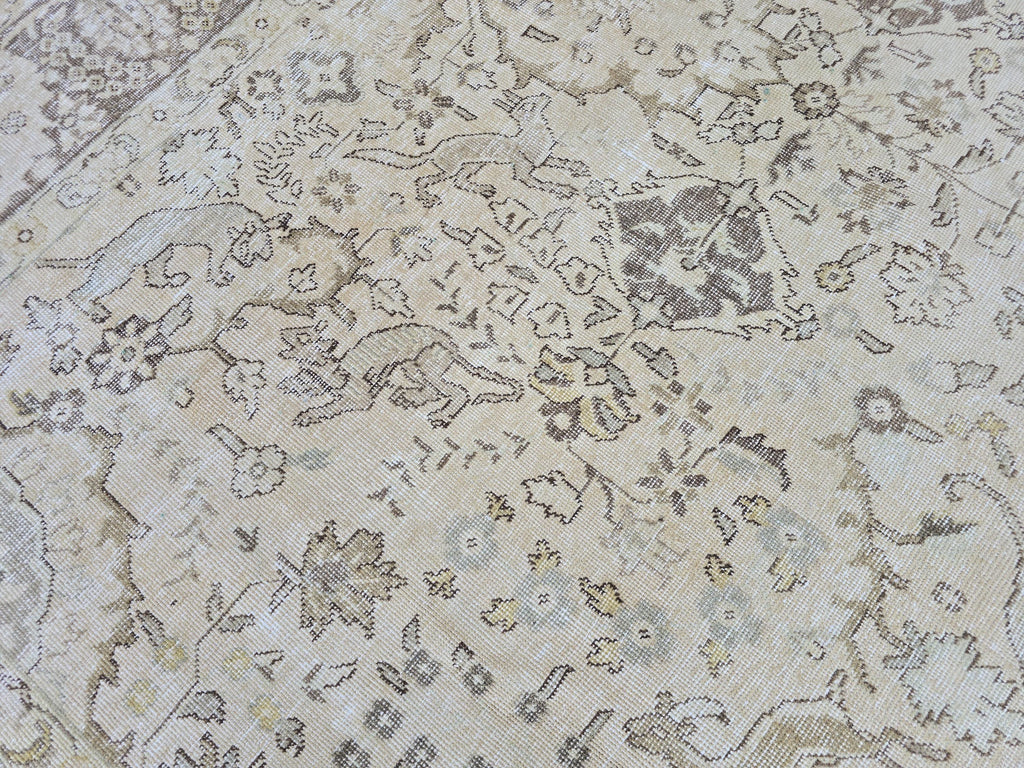 10x12 Turkish Rug, Beige Animal Design Vintage Hand Knotted Wool Rug