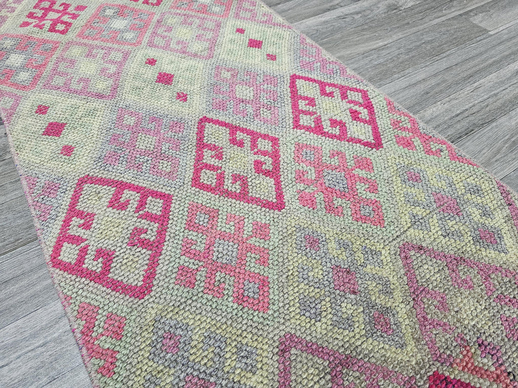 Vintage Turkish Runner Rug: Handwoven Oriental Hallway Rug (2.25x13.70 feet)