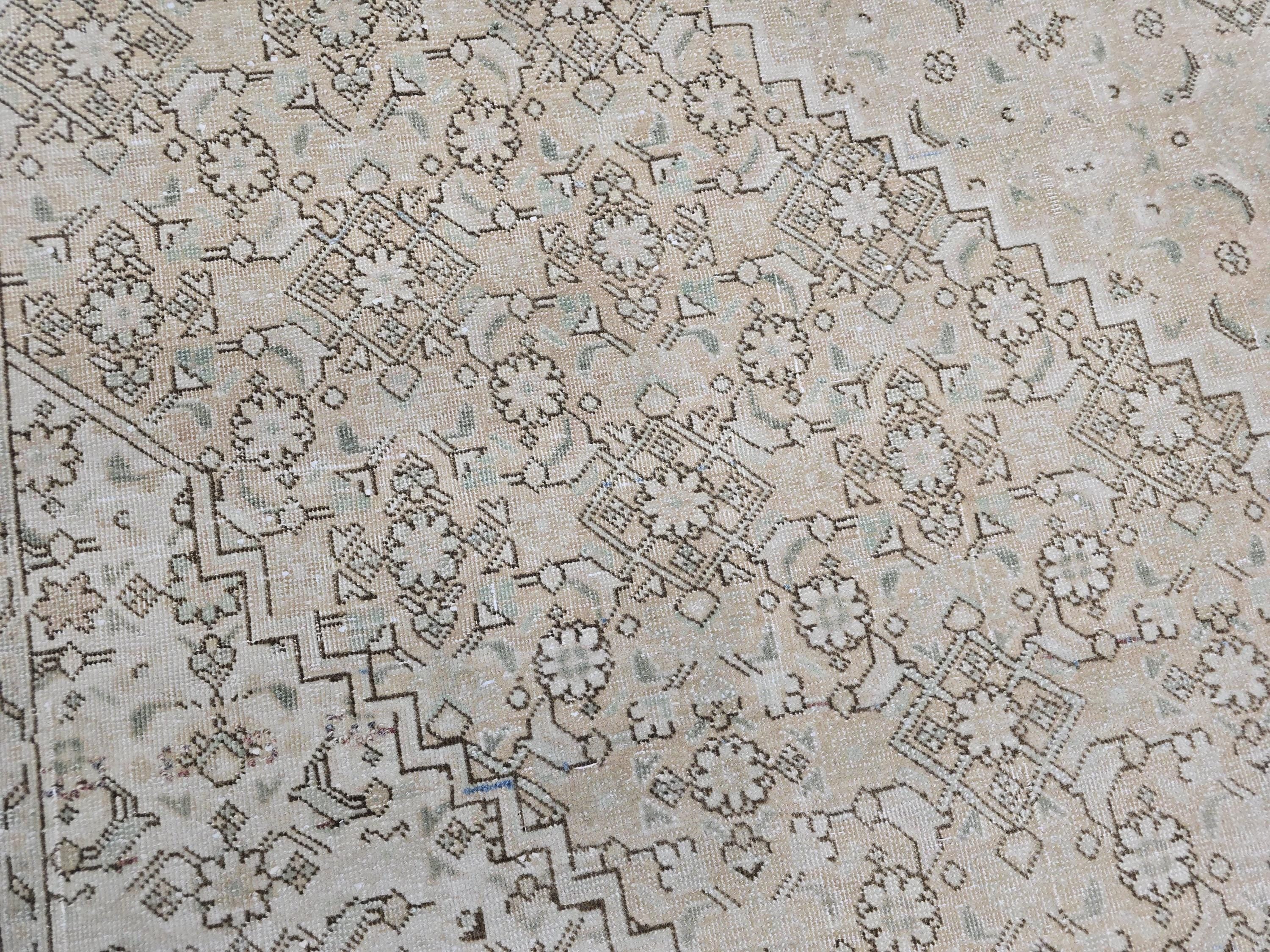 Oversized Muted Oushak Rug 9x12: Vintage Turkish Wool Carpet