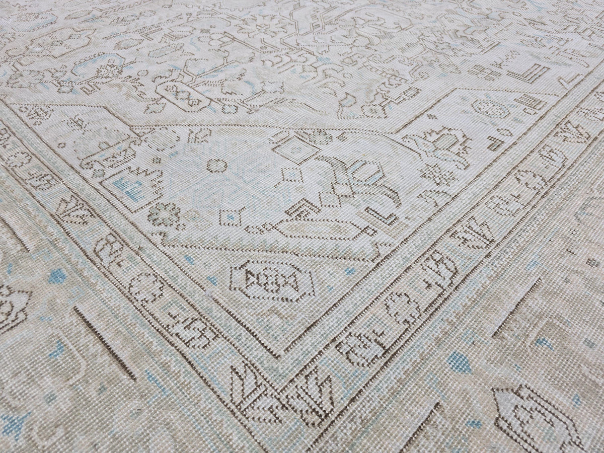 Classic Vintage Neutral Turkish Area Rug //9.60x11.75 feet