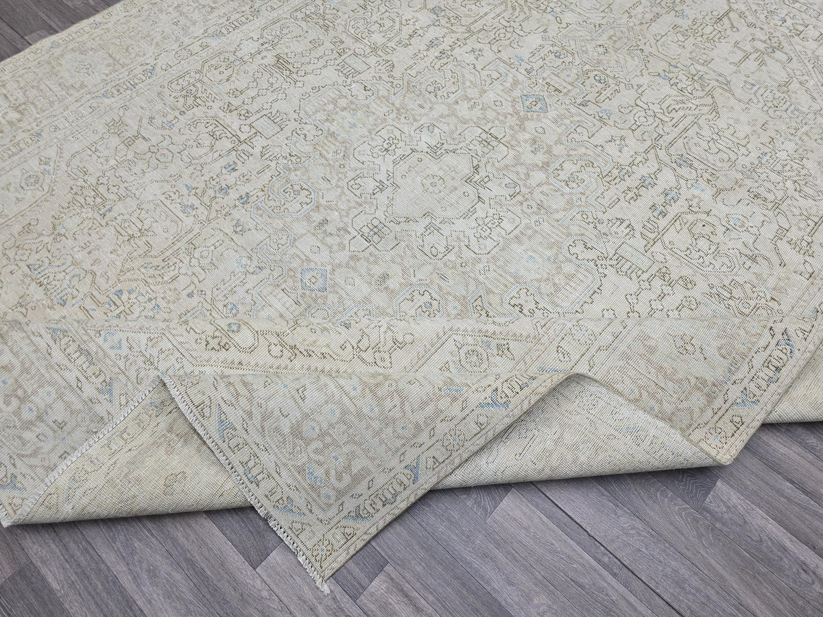 Turkish 9x12 Rug: Hand Knotted Wool Oushak Area Rug, Neutral Area Rug, Muted Rug for Livingroom and bedroom, 9.3x12 feet