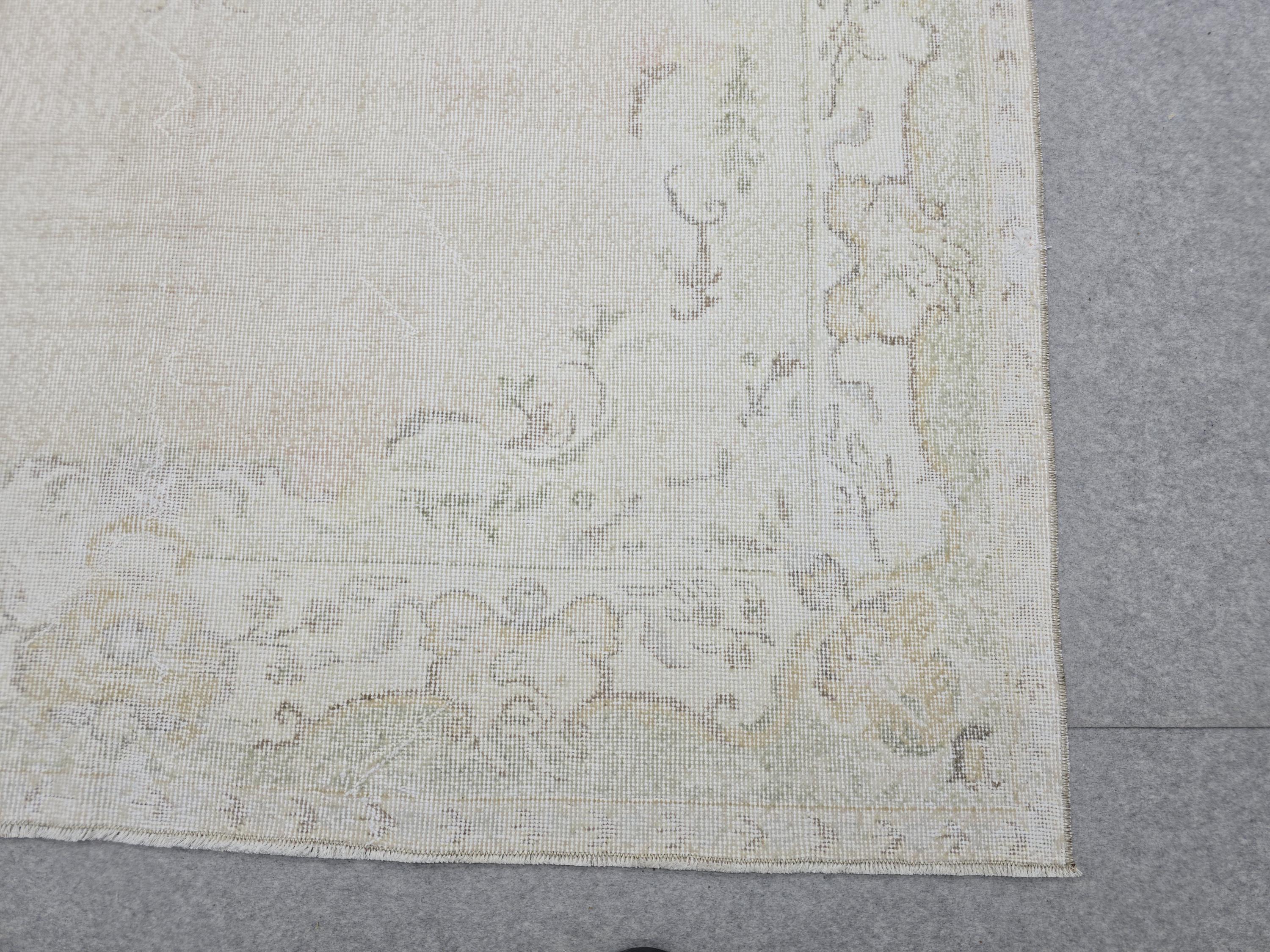 Vintage Anatolian Rug 6x10 Handwoven Cream Beige Neutral Oriental Wool Area Carpet 191x306 cm