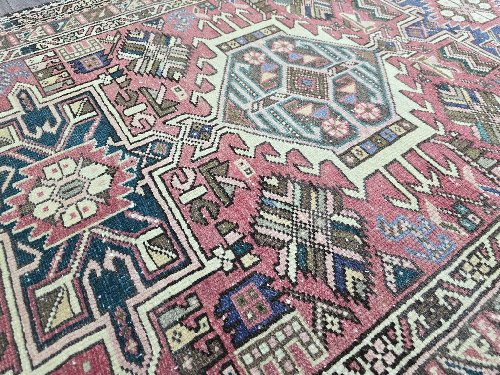 Vintage Oushak Wool Runner Rug: Hand-Knotted Turkish Hallway Carpet (3.85x12.10 ft)