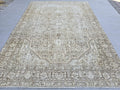Turkish Rug 8x11, Mushroom Taupe Wool Area Rug, Star Medallion Heriz Style Carpet for Living Room, Dining Room, Bedroom, Boho Decor