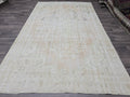 6x10 Vintage Turkish Oushak Rug: Hand-Knotted Wool, Neutral Beige
