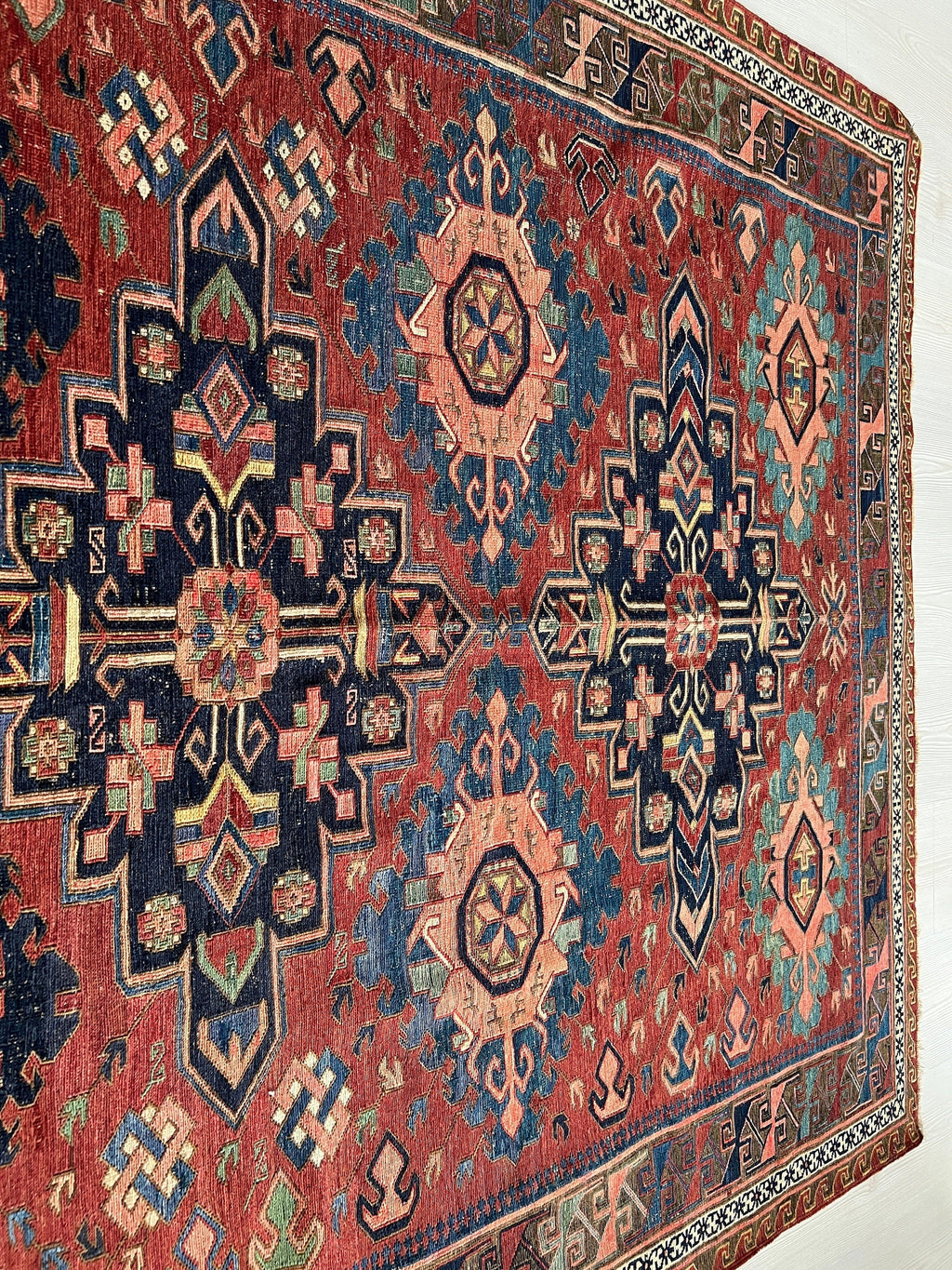 Antique Caucasian Soumak Rug: Hand-Knotted Wool, Tribal Design (5x6.35 ft)