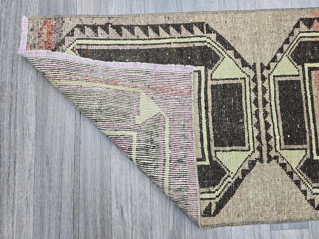 Vintage Turkish Runner Rug 2x7: Handwoven Boho Hallway Rug