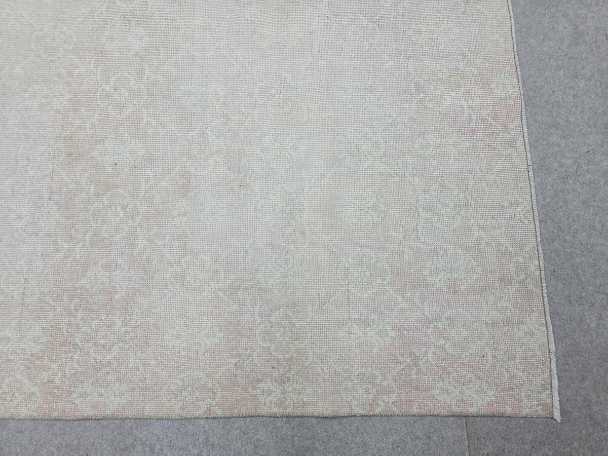 Neutral Oushak Rug 6x10, Cream Ivory Muted Turkish Area Rug, Handknotted Wool Vintage Rug Living Room Bedroom Boho Decor