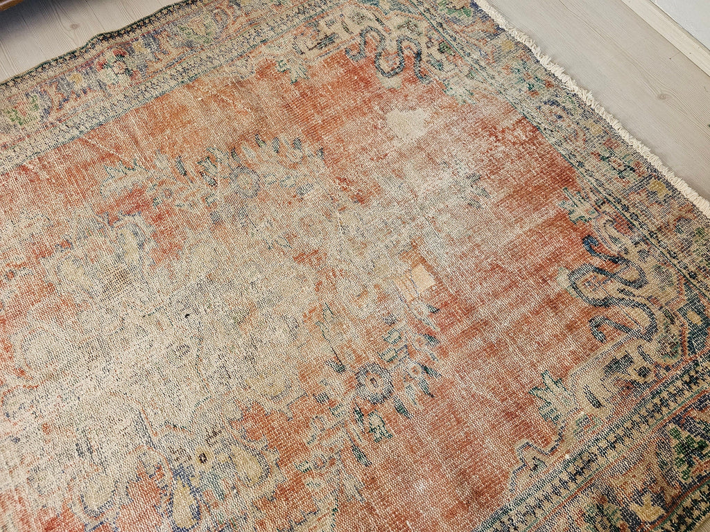 6.55x9.20 feet Hand Knotted Pastel Color Antique Turkish Oushak Area Rug
