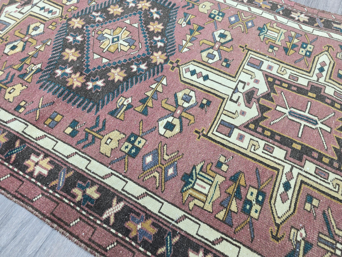 Vintage Turkish Runner Rug: Handwoven Wool Kilim, Tribal Hallway Decor
