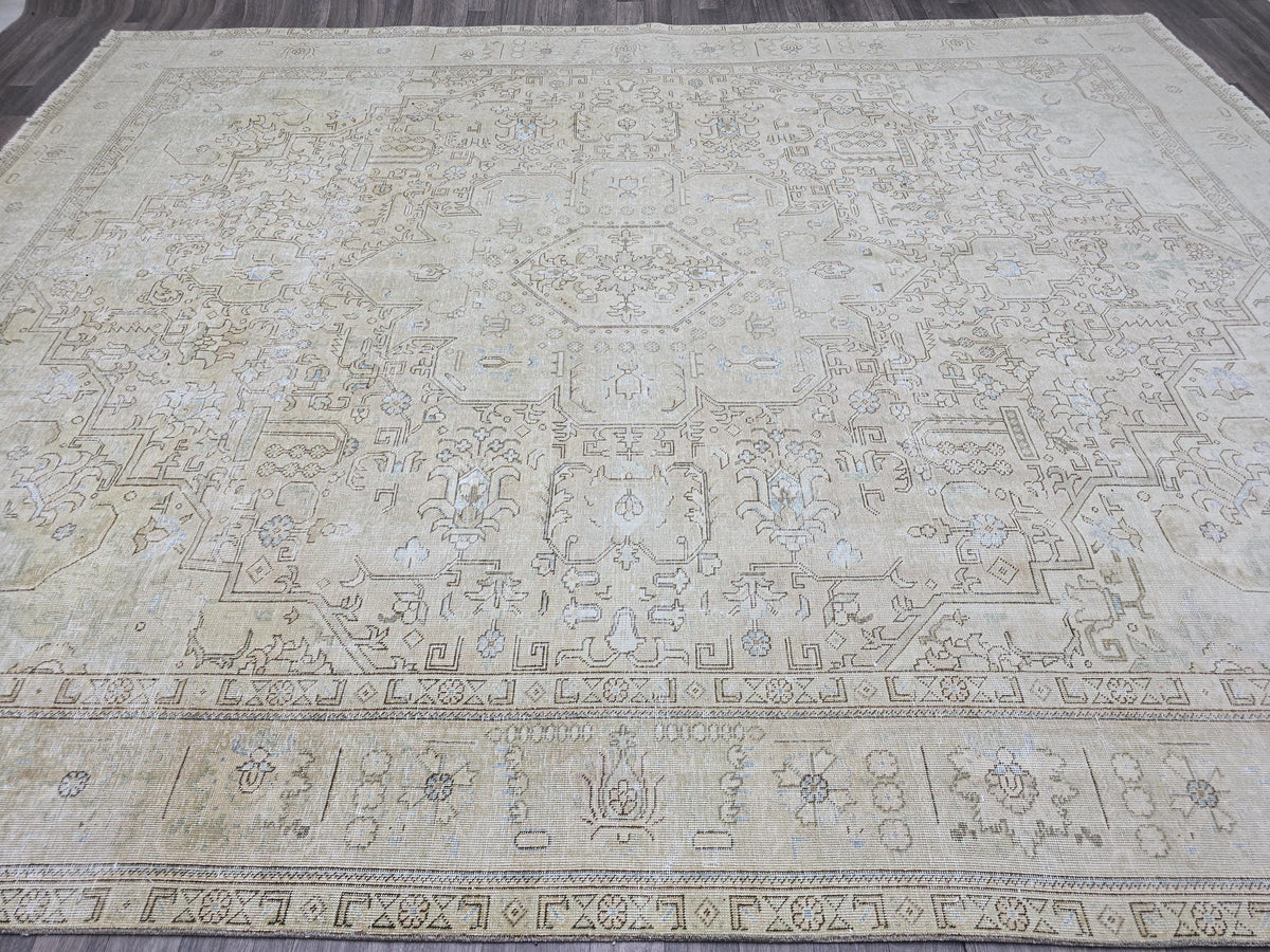 Large Anatolian Rug 10x12 Vintage Medallion Neutral Area Rug Living Room Decor