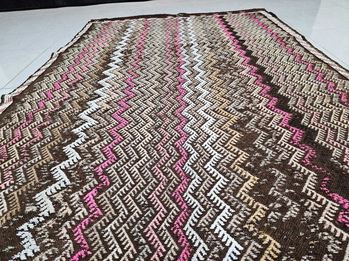 Hand Knotted Wool Turkish Rug: Vintage Office Decor (5.50x10.10 ft)