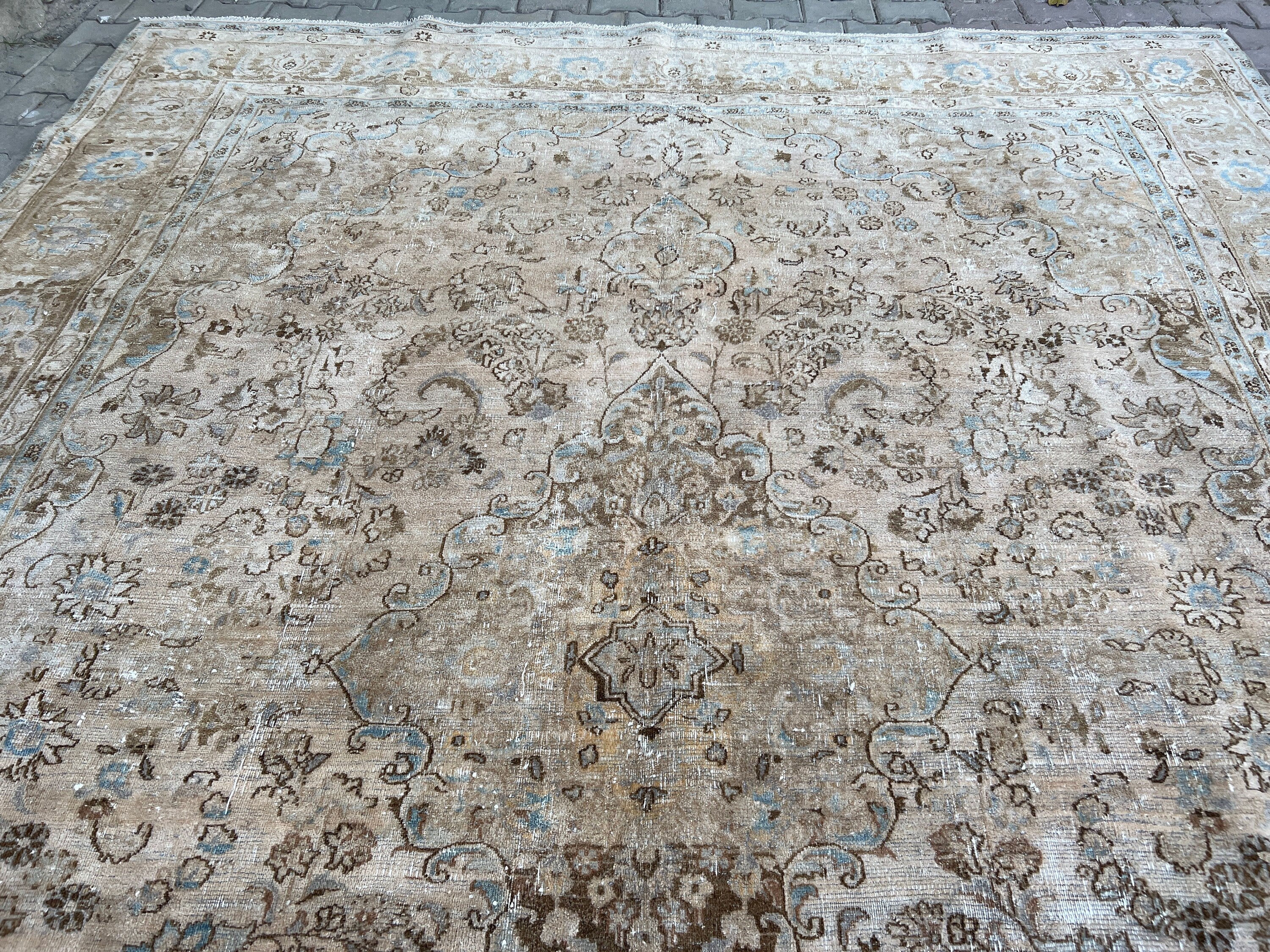 Extra Large Hand Knotted Wool Rug: Vintage Turkish Carpet (9.35x12.70 ft)
