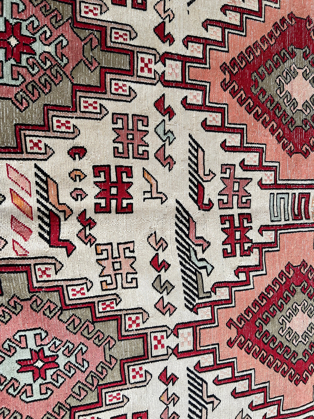 Hand Woven Silk Soumak Rug: Vintage Anatolian Animal Print (4x6)