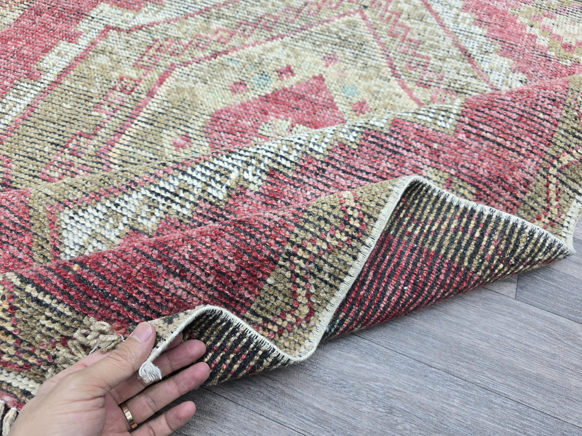 Handknotted Turkish Oushak Runner: 4x11 Wool Hallway Rug