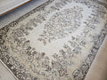 6x9 Vintage Turkish Oushak Rug: Handmade Wool Floral Area Rug
