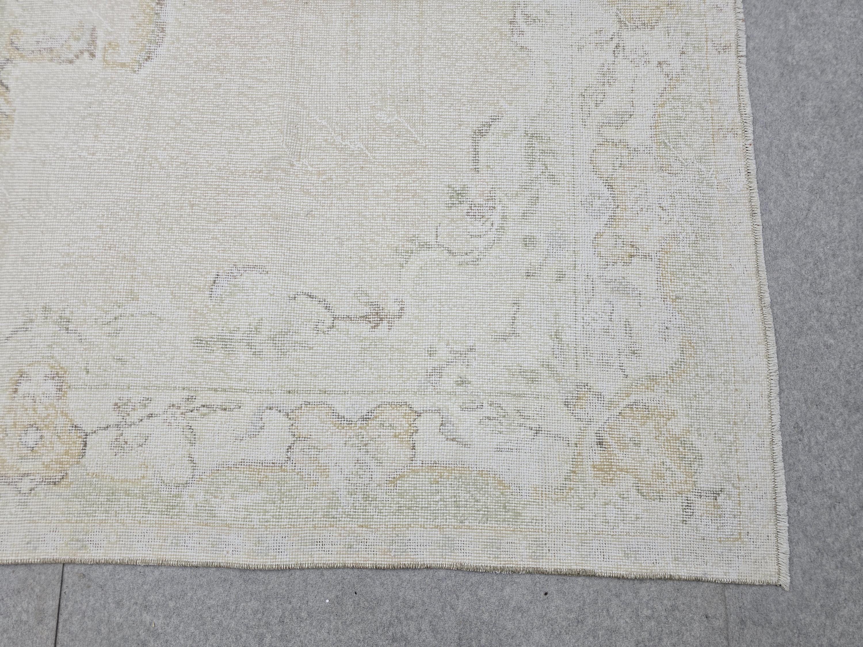 Vintage Anatolian Rug 6x10 Handwoven Cream Beige Neutral Oriental Wool Area Carpet 191x306 cm
