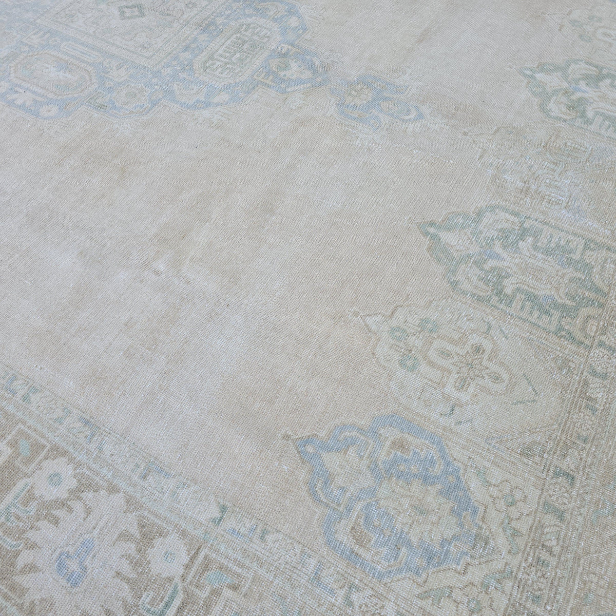 9x12 Turkish Rug Muted Blue Cream Beige Anatolian Area Rug Bedroom Scandinavian Decor