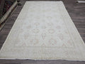 Large Vintage Oushak Rug: Hand-Knotted Wool, Floral Design (6.45x10.15 ft)