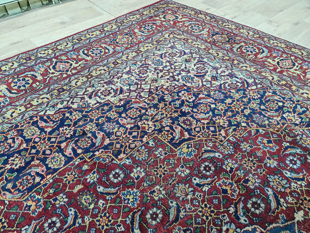 Antique Turkish Keshan Rug - HandKnotted Wool Vegetable Dyed Carpet /9,5x 12,8 feet