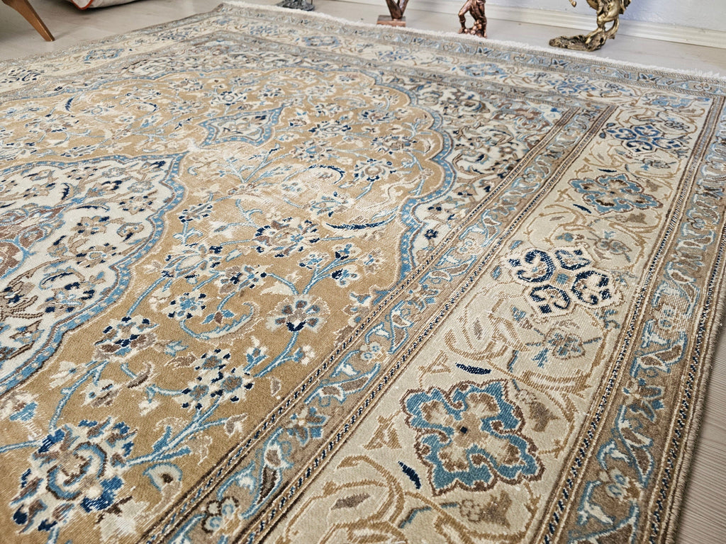 Vintage Turkish Oushak Rug 6x10: Hand-Knotted Wool Medallion Carpet