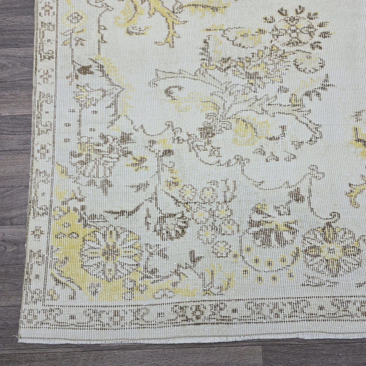 Vintage Rug 7x10 Oushak Rug Ivory Turkish Rug Handmade Wool Carpet Neutral Muted Area Rug For Living Room Bedroom Boho Home Decor