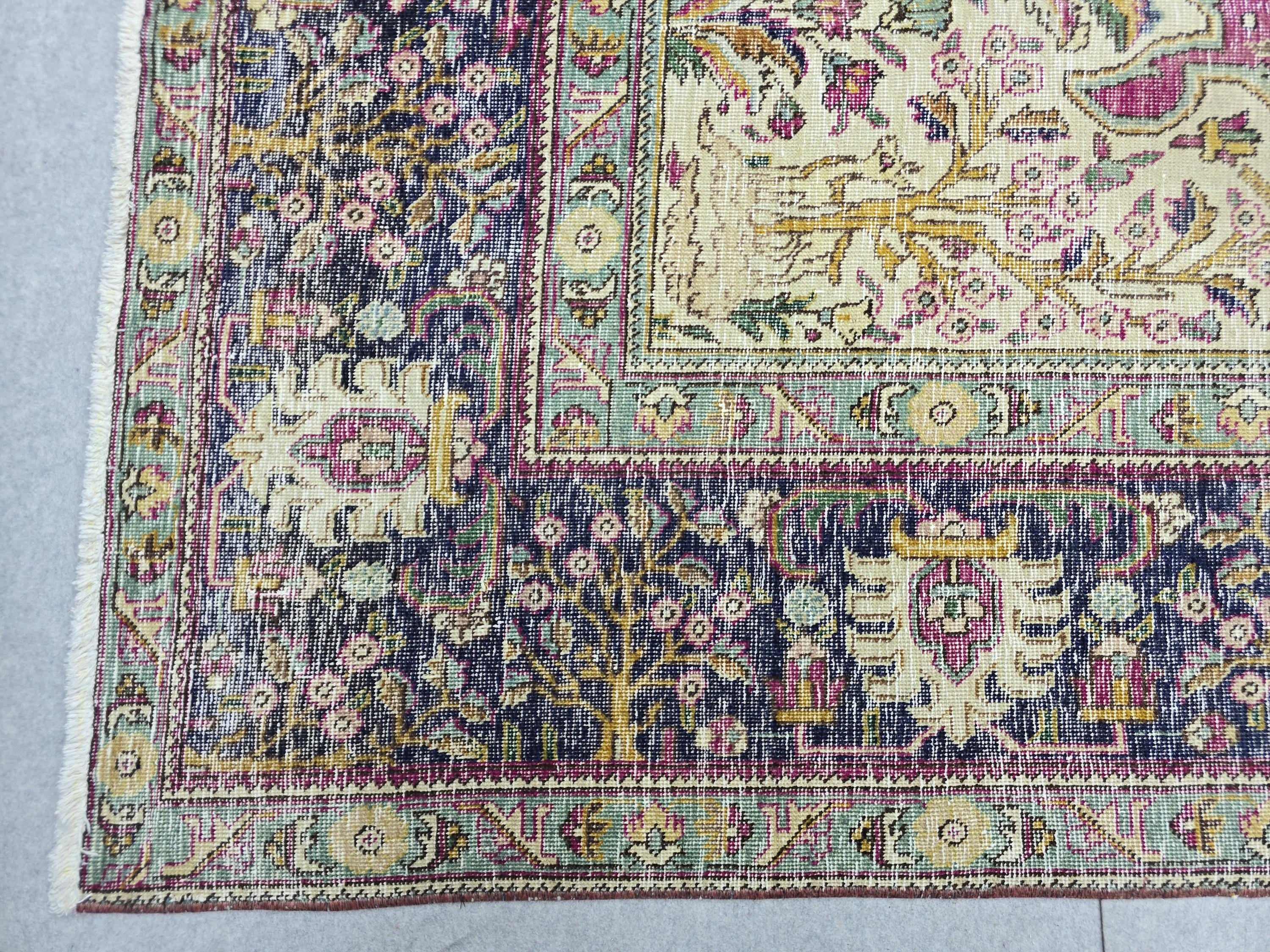 Hand Knotted Oushak Rug 9x13, Bold Magenta Floral Turkish Wool Carpet