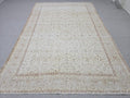 Handknotted Oushak Wool Rug 7x10, Cream Terracotta Floral Turkish Carpet