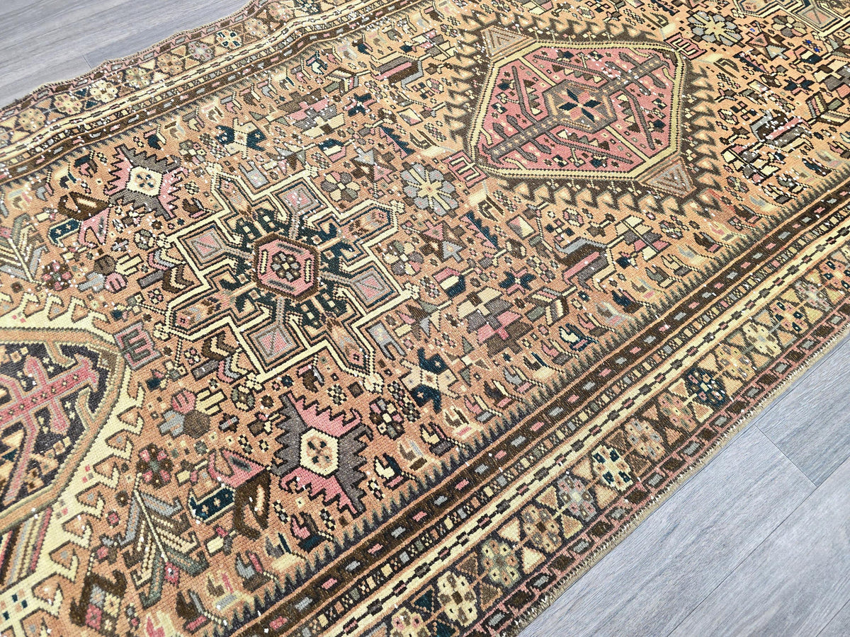 Antique Anatolian Heriz Runner Rug (3.7' x 12.5')