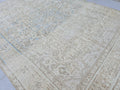 9x12 Neutral Area Rug Vintage / Beige and Blue Handmade Wool Oushak Rug