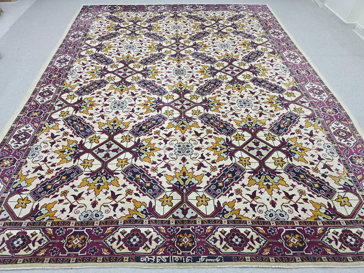 9x12 Vintage Rug Hand Knotted Traditional Anatolian Carpet