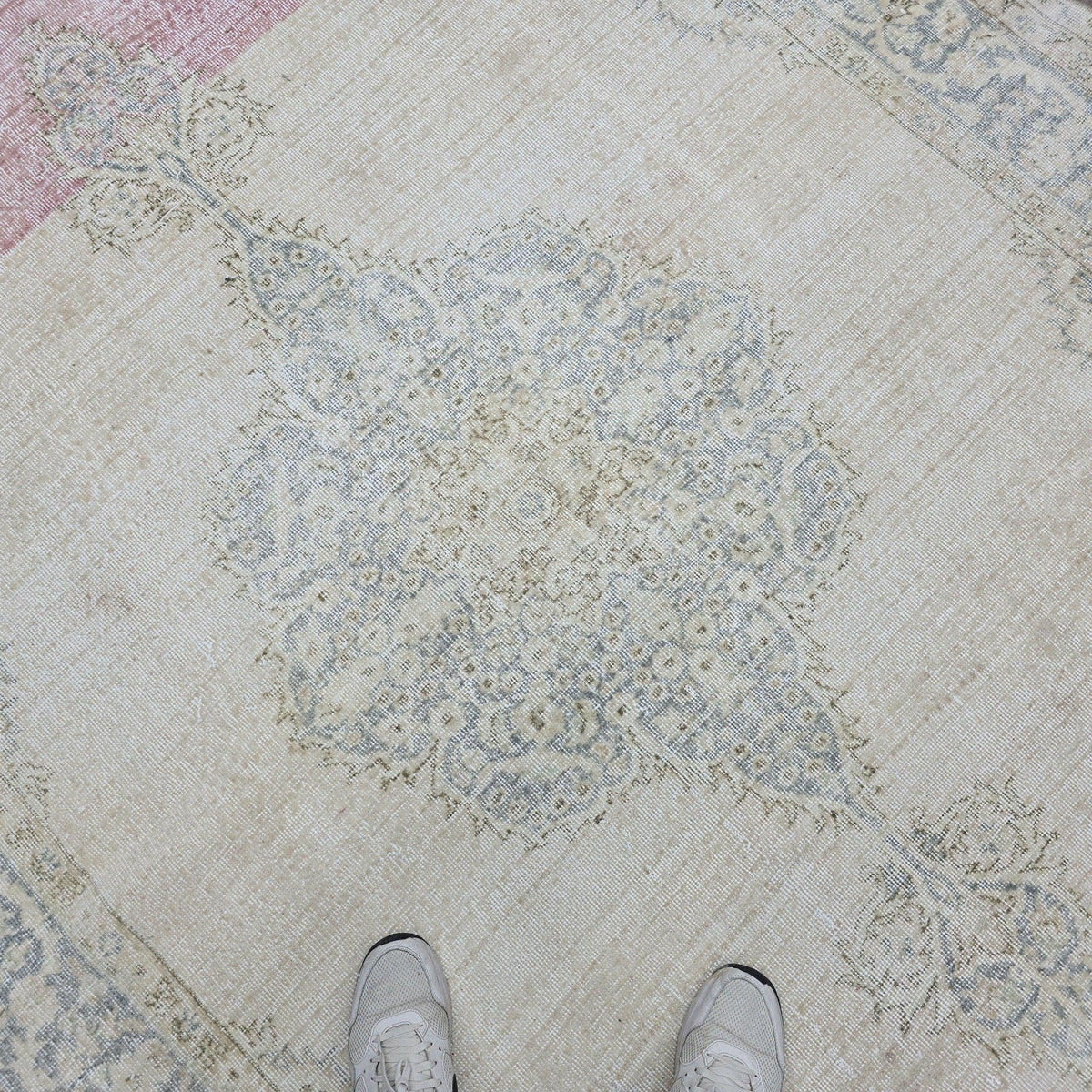 Antique Oushak Rug 7x10 Turkish Rug Handmade Wool Carpet Neutral Muted Area Rug For Living Room Bedroom Boho Home Decor