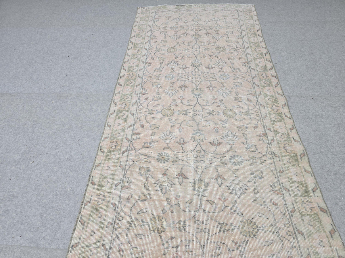 3x11 Vintage Oushak Runner Rug – Handmade Wool, Faded Turkish Style