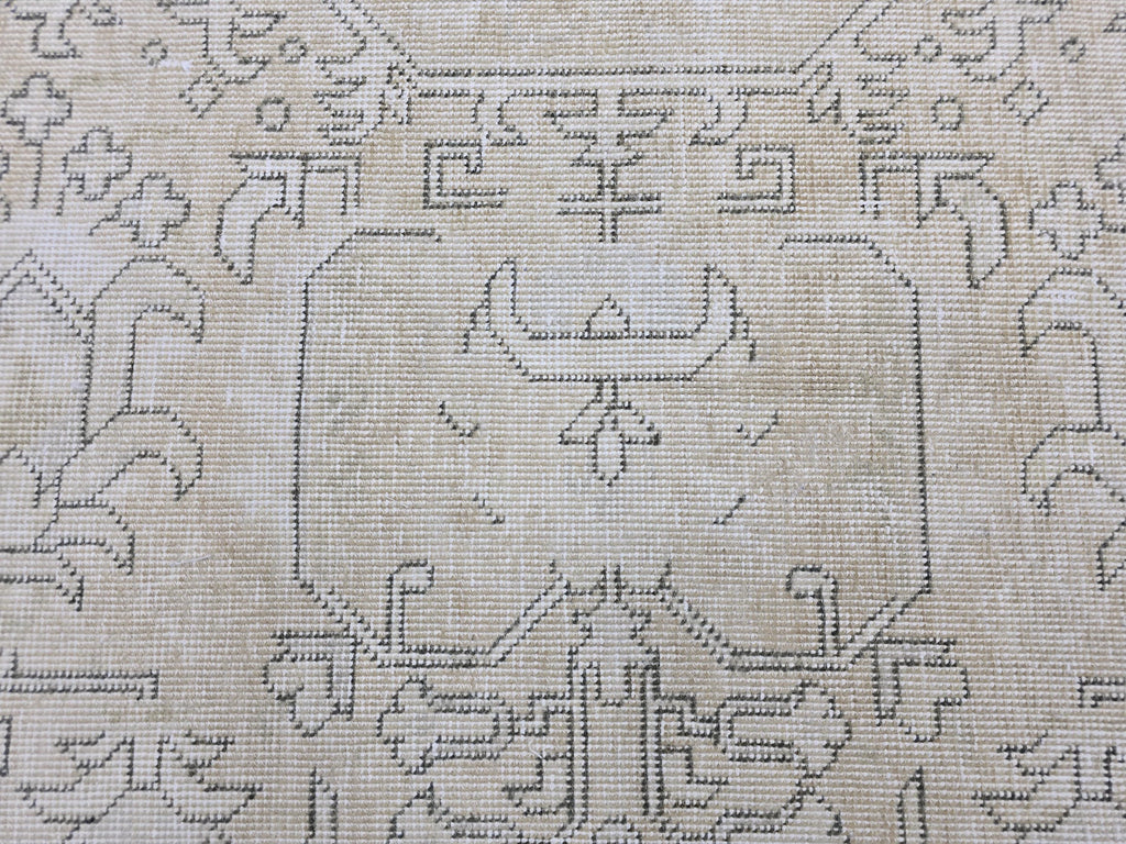 Oversized Neutral Oushak Rug: Vintage Turkish Wool Carpet (9.30x12.50 feet)