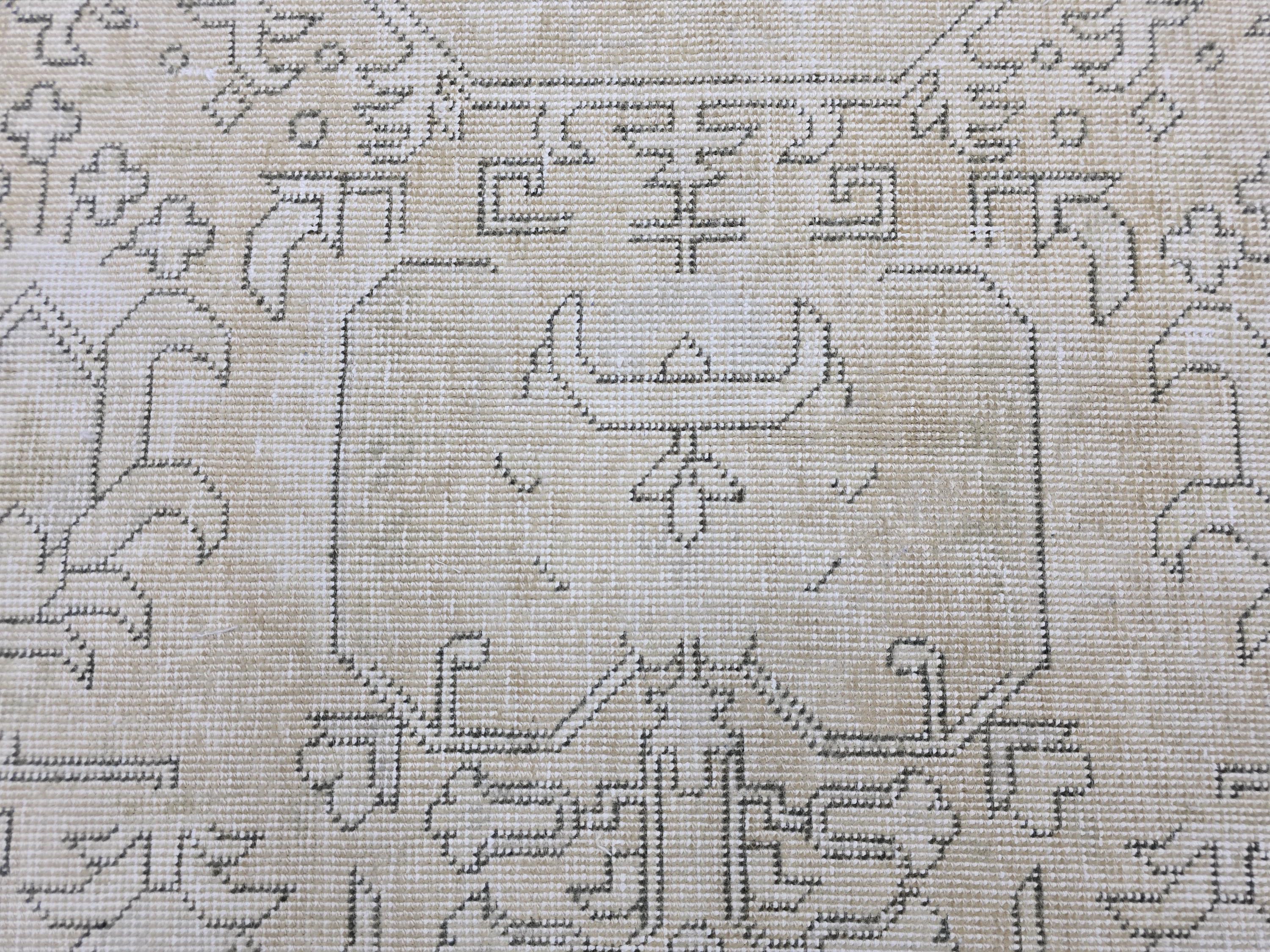 Oversized Neutral Oushak Rug: Vintage Turkish Wool Carpet (9.30x12.50 feet)