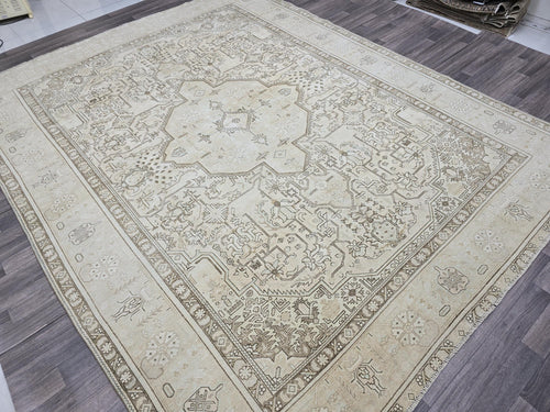 10x12 Oushak Area Rug Hand Knotted Wool Turkish Area Rug Geometric Design Authentic