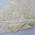 Oushak Rug 8x11 Muted Beige Heriz Medallion Hand Knotted Vintage Wool Area Carpet