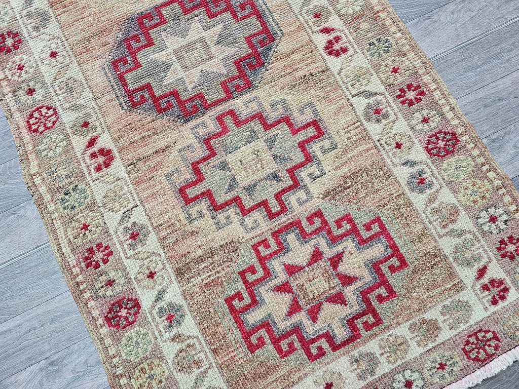 3x12 Vintage Wool Runner Rug - Herki Runner Traditional