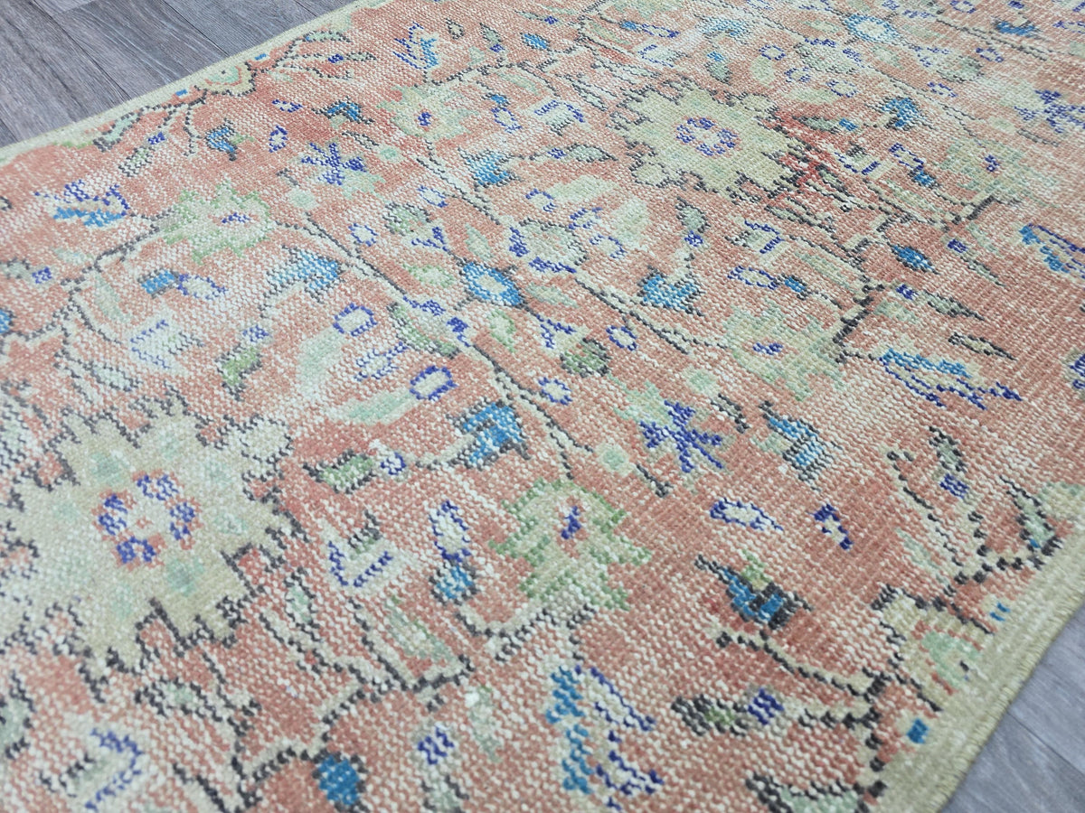 Vintage Oushak Runner Rug: Handknotted Wool Hallway Decor (2.8x9.7 ft)
