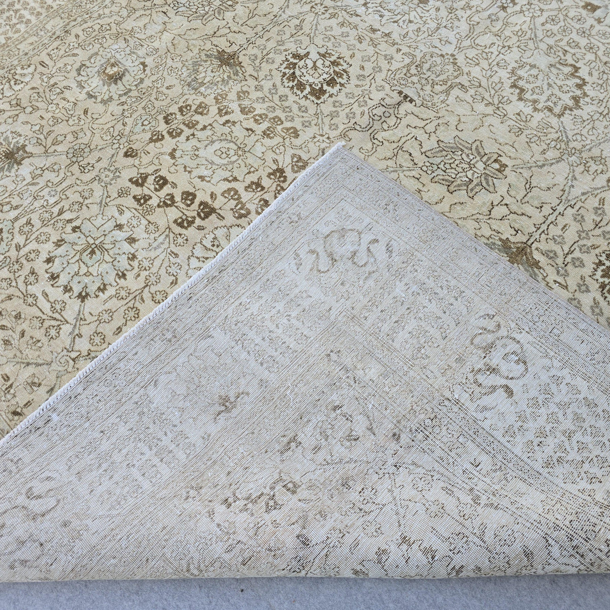 9x12 Oushak Rug Floral Design/ Hand Knotted High Quality Wool Rug/ Neutral Area Rug/ Turkish Rug 9x12/ Antique Turkish Rug/ Beige Rug