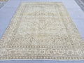 Vintage Turkish Rug 8x10, Neutral Muted Area Rug, Faded Beige Oushak Rug, Large Living Room Rug, Oversized Handmade Wool Rug