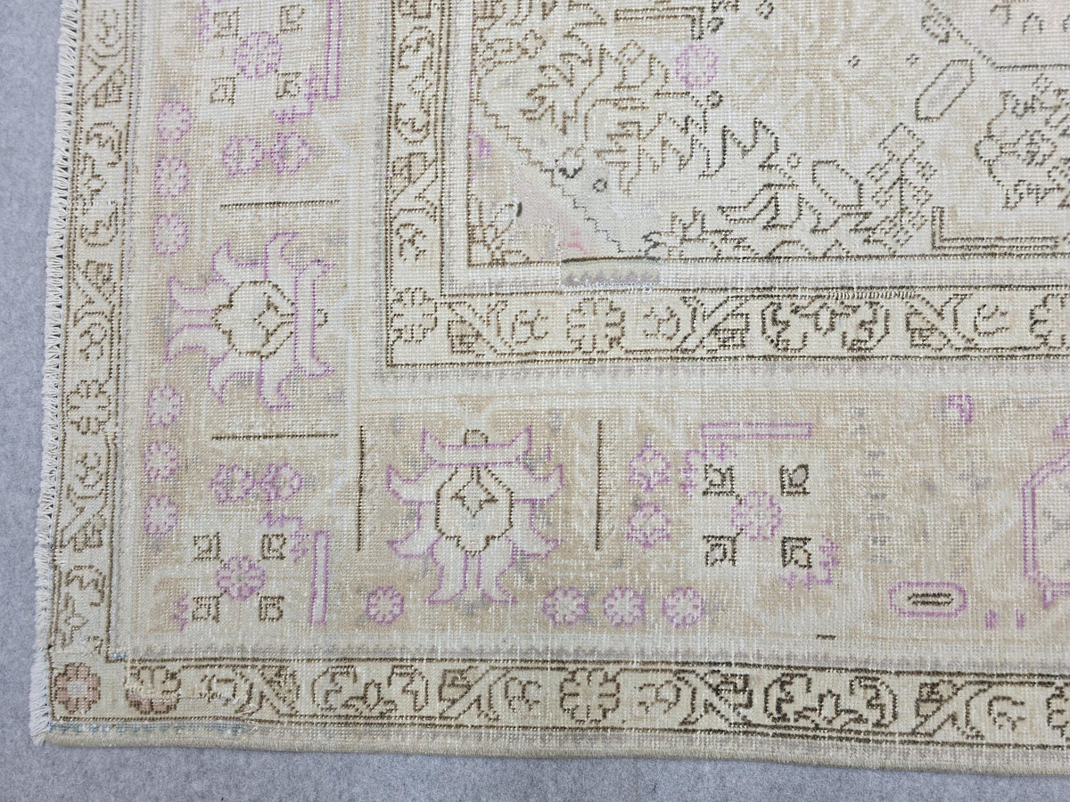 Oushak Wool Area Rug: 9x12 Light Pink Beige Turkish Rug