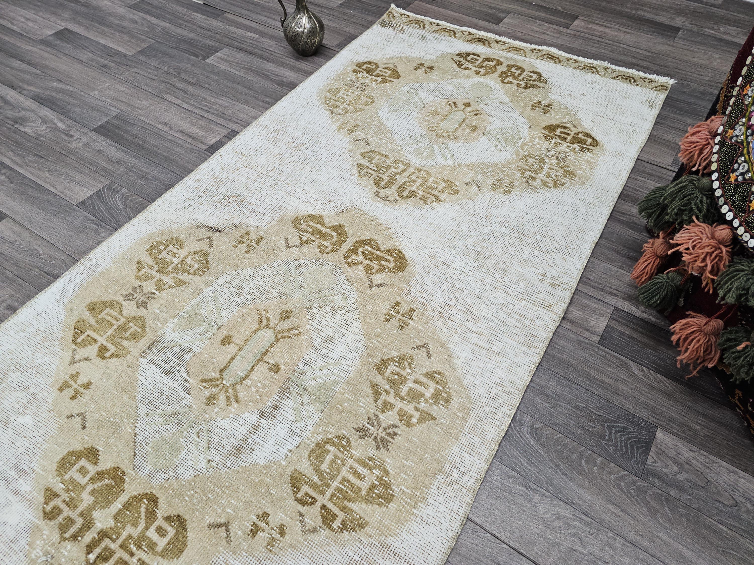 3x11 Vintage Oushak Runner / 2.90x11.45 feet / Hand Knotted Wool Turkish Muted Orienta Runner