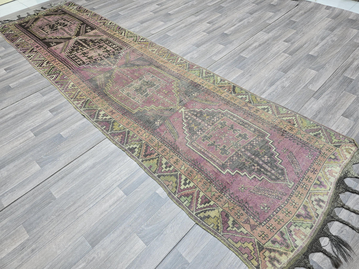 Antique Oushak Runner Rug 4x13