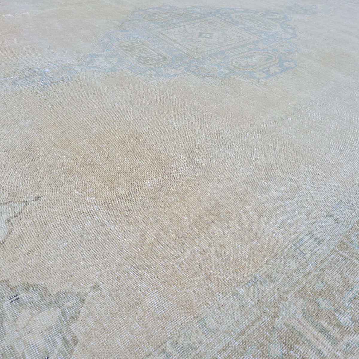 9x12 Turkish Rug Muted Blue Cream Beige Anatolian Area Rug Bedroom Scandinavian Decor