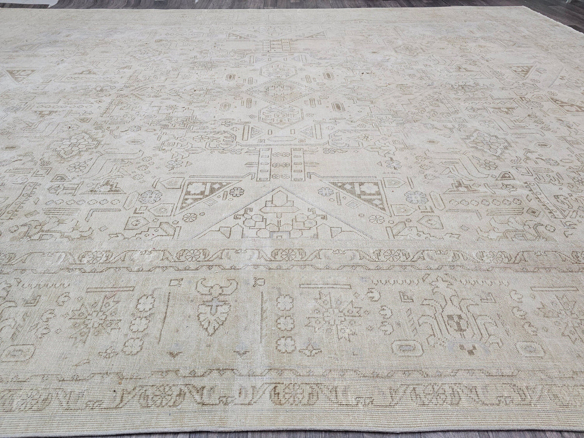 9x12 Vintage Oushak Rug: Hand-Knotted Distressed Wool Area Rug