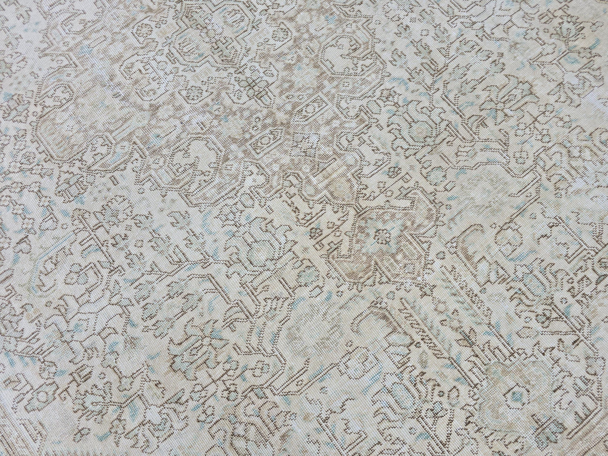 9x12 Classic Vintage Neutral area Rug / Handmade Turkish Oushak Rug