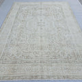 Oversized Oushak Rug: 10x13 Vintage Neutral Hand-Knotted Wool Carpet